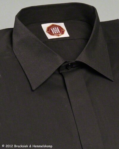 Herrenhemd/Zivilhemd (schwarz), verdeckte Knopfleiste